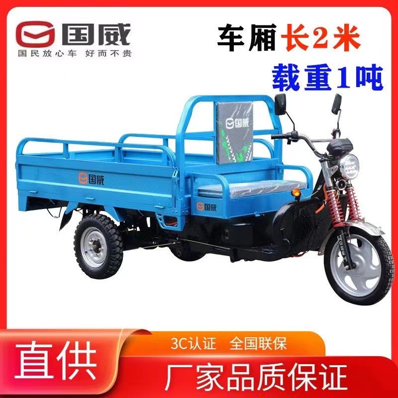 國威電動三輪車貨車載重王載貨2米農用大功率拉貨干水兩用電瓶車