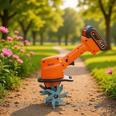 21V鋰電小型微耕機手持充電式鋤草松土機果園菜園翻地開荒微耕機